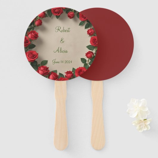 Rote Rose Hochzeit Fächer (Vorne und Hinten)