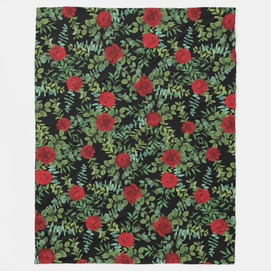Rote Rose Hochzeit Fleecedecke (Vorderseite)