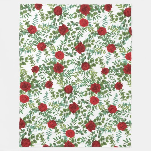 Rote Rose Hochzeit Fleecedecke (Vorderseite)