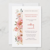 Rote Rose Hochzeit in Aquarellen Einladung (Vorderseite)