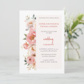 Rote Rose Hochzeit in Aquarellen Einladung (Stehend Vorderseite)