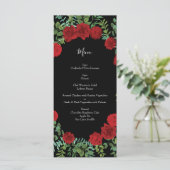 Rote Rose Hochzeit Menükarte (Stehend Vorderseite)