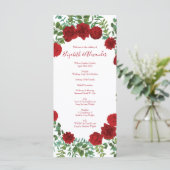 Rote Rose Hochzeit Menükarte (Stehend Vorderseite)