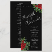 Rote Rose Hochzeit Menükarte (Vorne/Hinten)
