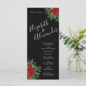 Rote Rose Hochzeit Menükarte (Stehend Vorderseite)