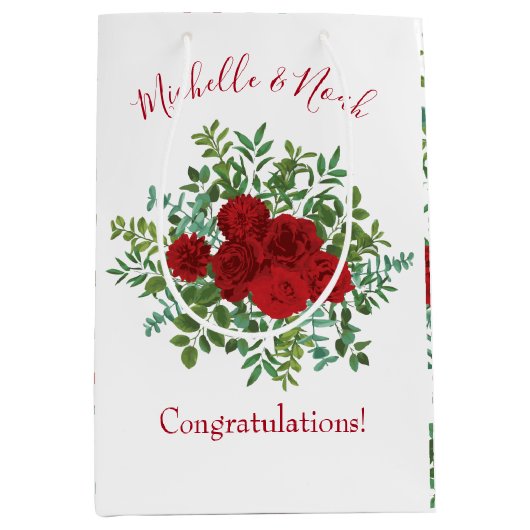 Rote Rose Hochzeit Mittlere Geschenktüte (Vorderseite)