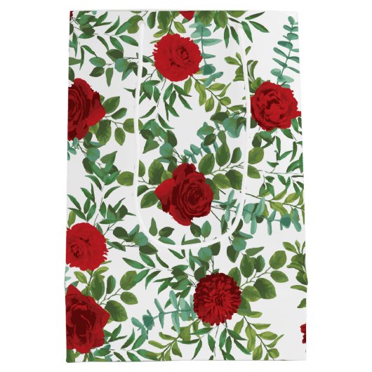 Rote Rose Hochzeit Mittlere Geschenktüte (Rückseite)