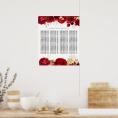 Rote Rose Hochzeit oder Quinceanera Seating Chart Poster (Küche)