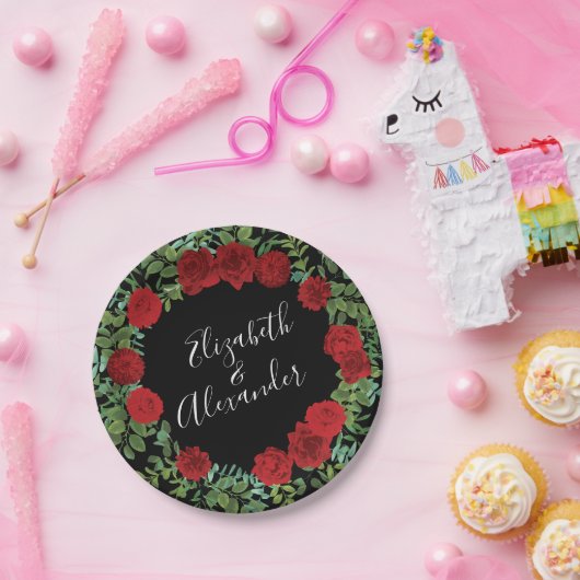 Rote Rose Hochzeit Pappteller (Party)