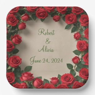 Rote Rose Hochzeit Pappteller