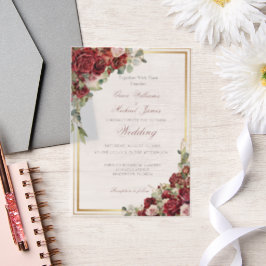 Rote Rose Hochzeit Pergament Einladungen