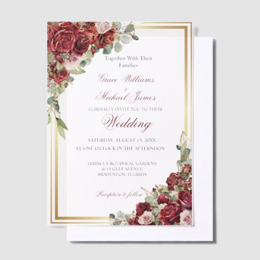 Rote Rose Hochzeit Pergament Einladungen (Versetzt)