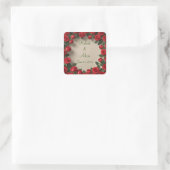 Rote Rose Hochzeit Quadratischer Aufkleber (Tasche)