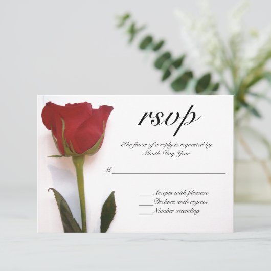Rote Rose Hochzeit RSVP (Stehend Vorderseite)