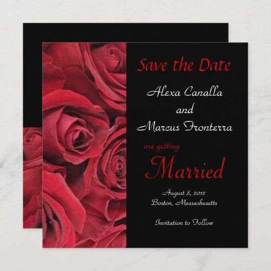 Rote Rose Hochzeit Sichern Sie die Datumsankündigu Save The Date (Vorne/Hinten)