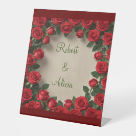 Rote Rose Hochzeit Sockelschild