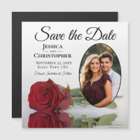 Rote Rose Hochzeit speichern das Date Oval Foto Ma