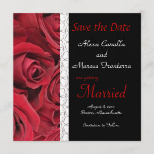 Rote Rose Hochzeit Speichern Sie die Datumskarte Save The Date
