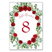 Rote Rose Hochzeit Tischnummer (Vorderseite)
