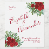 Rote Rose Hochzeit Weinetikett (Einzelnes Label)