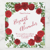 Rote Rose Hochzeit Weinetikett (Einzelnes Label)