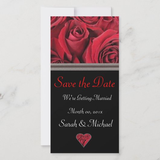 Rote Rose-Hochzeitkarte Save The Date (Vorderseite)