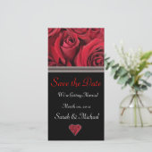 Rote Rose-Hochzeitkarte Save The Date (Stehend Vorderseite)