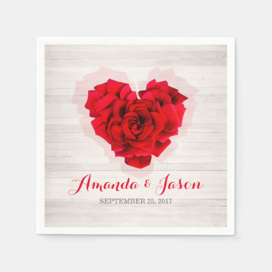 Rote Rose Hochzeitscocktail Papier Servietten Hhn0 (Vorderseite)