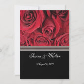 Rote Rose Hochzeitseinladung mit Grauband Einladung (Rückseite)