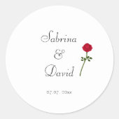 Rote Rose Hochzeitshintergrund Runder Aufkleber (Vorderseite)
