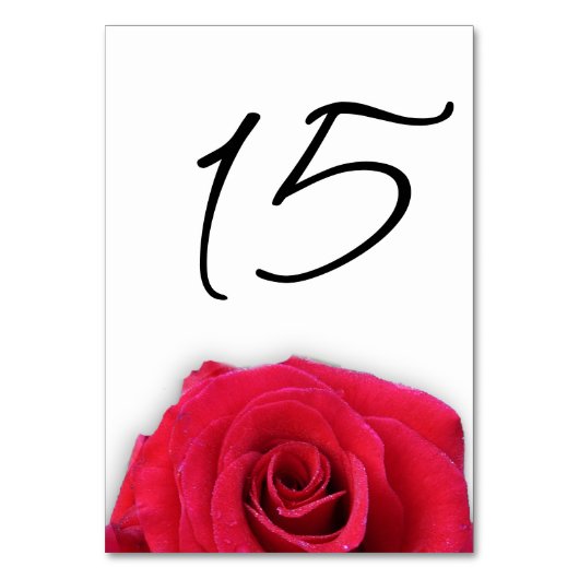 Rote Rose Hochzeitskarten für vertikale Tischnumme Tischnummer (Vorderseite)