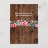 Rote Rose Hochzeitskarten Holzrosa Blume Begleitkarte (Rückseite)