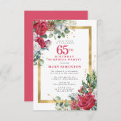 Rote Rose Holly 65. Überraschendes Party Einladung (Vorne/Hinten)