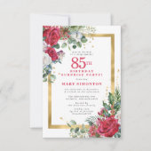 Rote Rose Holly 85. Surprsie Party Einladung (Vorderseite)