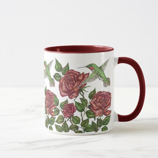 Rote Rose & Hummingbird Tasse (Rechts)