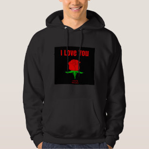 Rote Rose I Liebe Ihr Männerschwarzpullover Hoodie