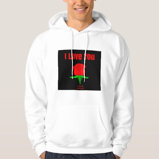 Rote Rose I Liebe Ihr männlicher weißer Pullover (Vorderseite)