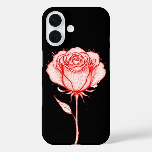 Rote Rose-Illustration mit schwarzem Hintergrund Case-Mate iPhone Hülle (Rückseite)