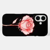 Rote Rose-Illustration mit schwarzem Hintergrund Case-Mate iPhone Hülle (Rückseite (Horizontal))