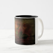 Rote Rose im Hintergrund Zweifarbige Tasse (VorderseiteRechts)