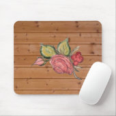 Rote Rose im Holzgeschoss Mousepad (Mit Mouse)