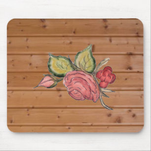 Rote Rose im Holzgeschoss Mousepad