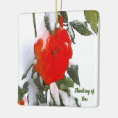 Rote Rose im Schnee Keramikornament (Links)