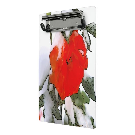 Rote Rose im Schnee Mini Klemmbrett (Gewinkelt2)