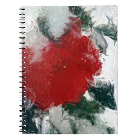 Rote Rose im Schnee Notizblock (Vorderseite)