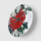 Rote Rose im Schnee Runde Wanduhr (Winkel)