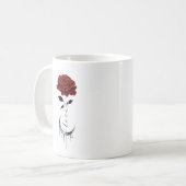 Rote Rose im Tattoo-Stil und Mondmond im Crescent- Kaffeetasse (Vorderseite Links)