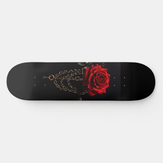 Rote Rose in Chains Goth Skateboard (Horizontal)