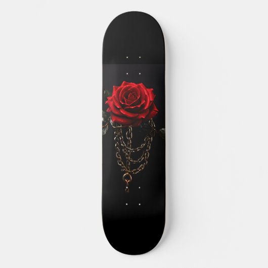 Rote Rose in Chains Goth Skateboard (Vorderseite)