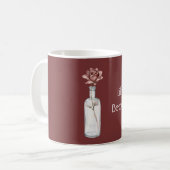 Rote Rose in Flasche Kaffeetasse (Vorderseite Links)